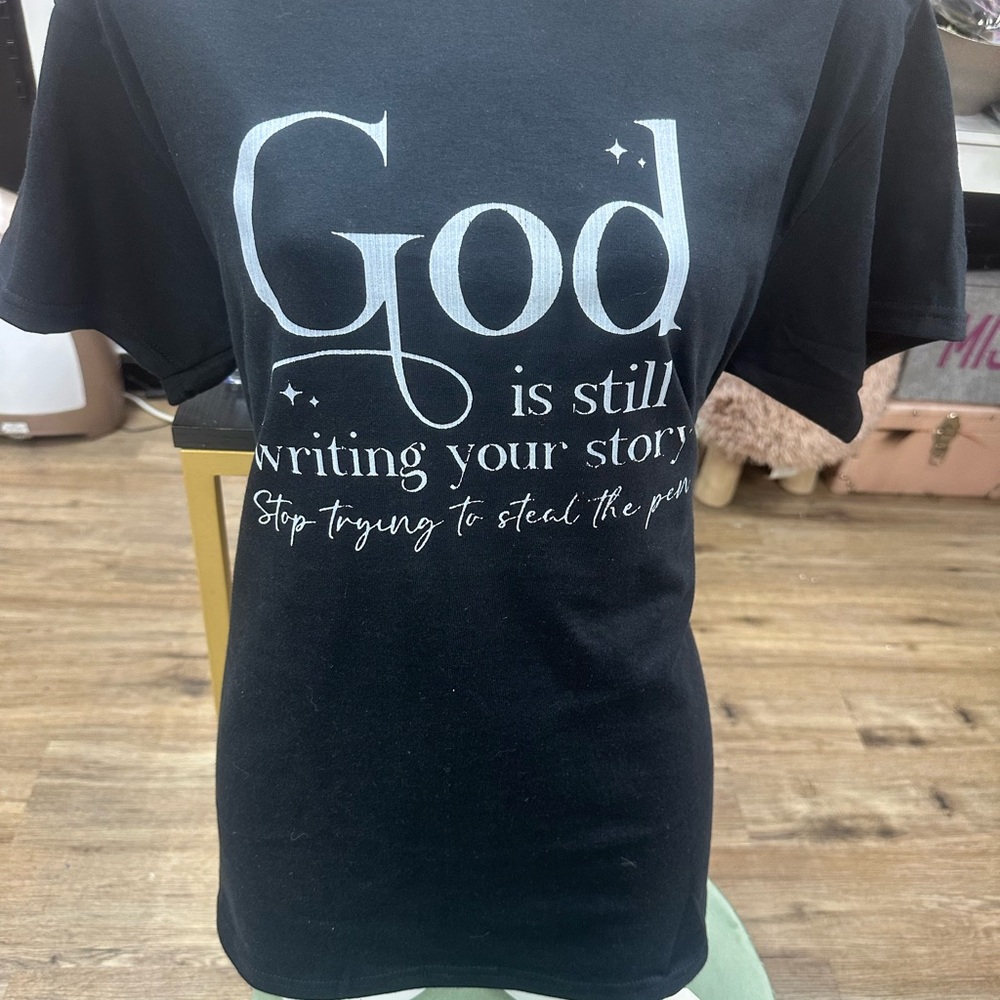 Black Graphic Tee with Inspirational Quote